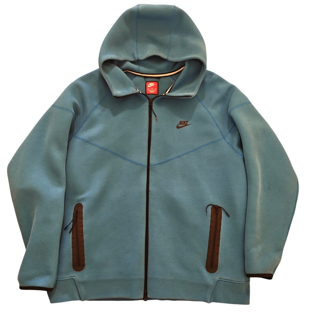 Nike Tech Fleece Full Zip Hoodie Mens XXL Light Blue Bonded Zip Jacket - Picture 1 of 7